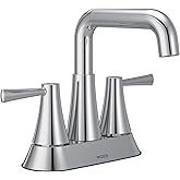 Moen Ronan Chrome Two-Handle 4 in. Centerset Modern Double Bend Bathroom Faucet with Push-Down Drain, 84025