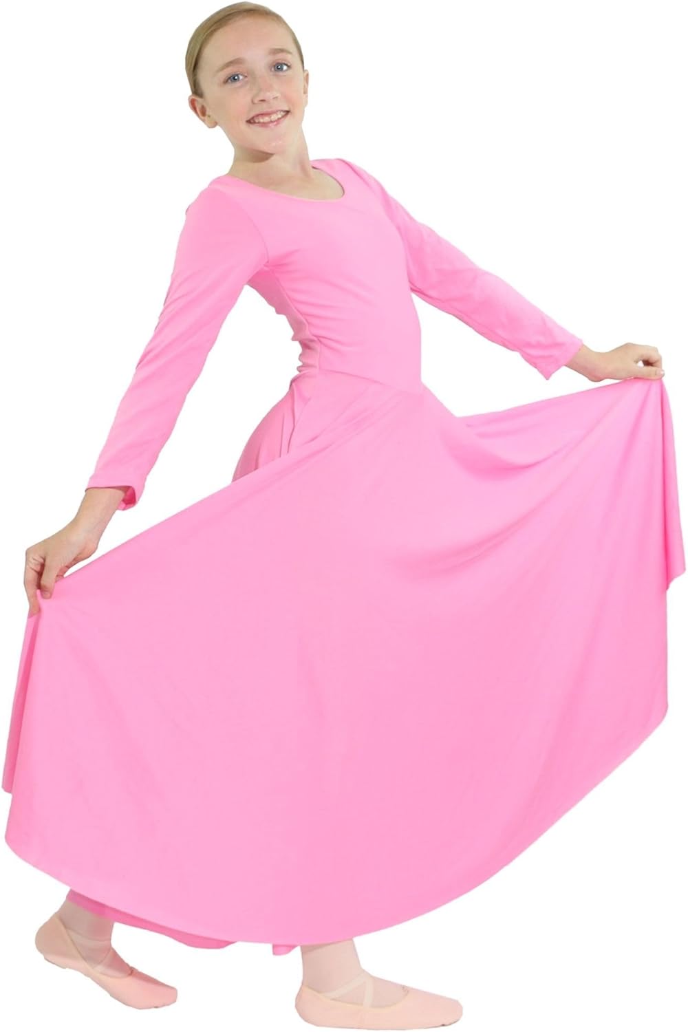 Danzcue Girls Praise Loose Fit Full Length Long Sleeve Dance Dress: Clothing