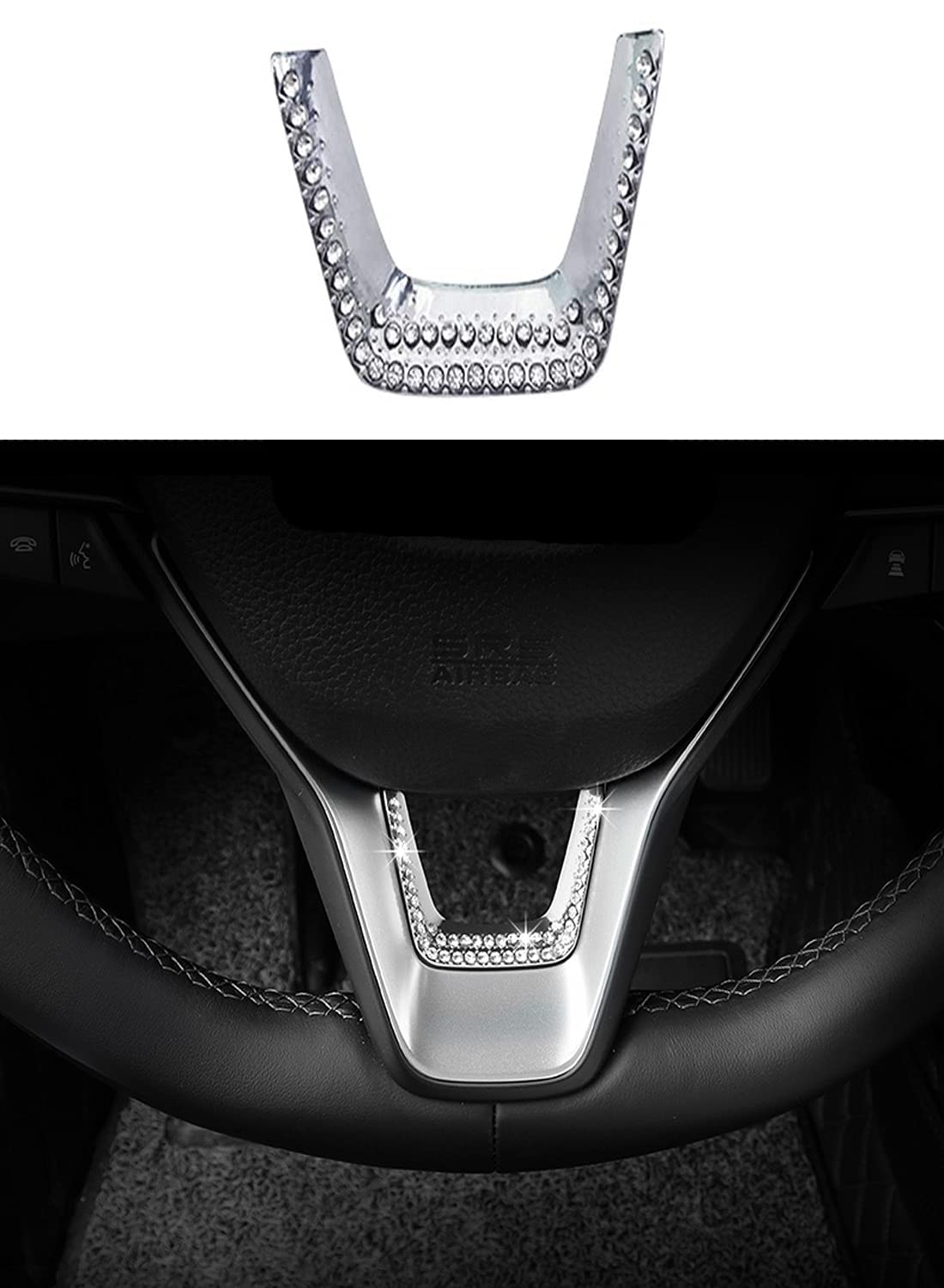 Photo 1 of Bling Car Accessories Fit for Fit for The 10th Generation Honda Accord and Inspire 2018-2019 3D Rhinestone Knob Cover Applique Cover Steering Wheel Sticker Glittering Honda Accord Accessories