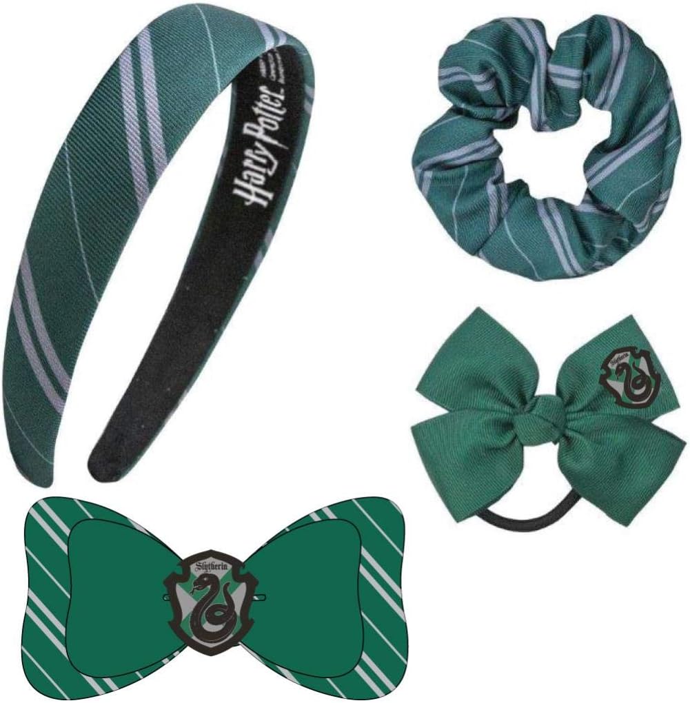 Harry Potter Ensemble D'accessoires Cheveux, Design Serpentard, Un SerreTête, Un Chouchou, Un