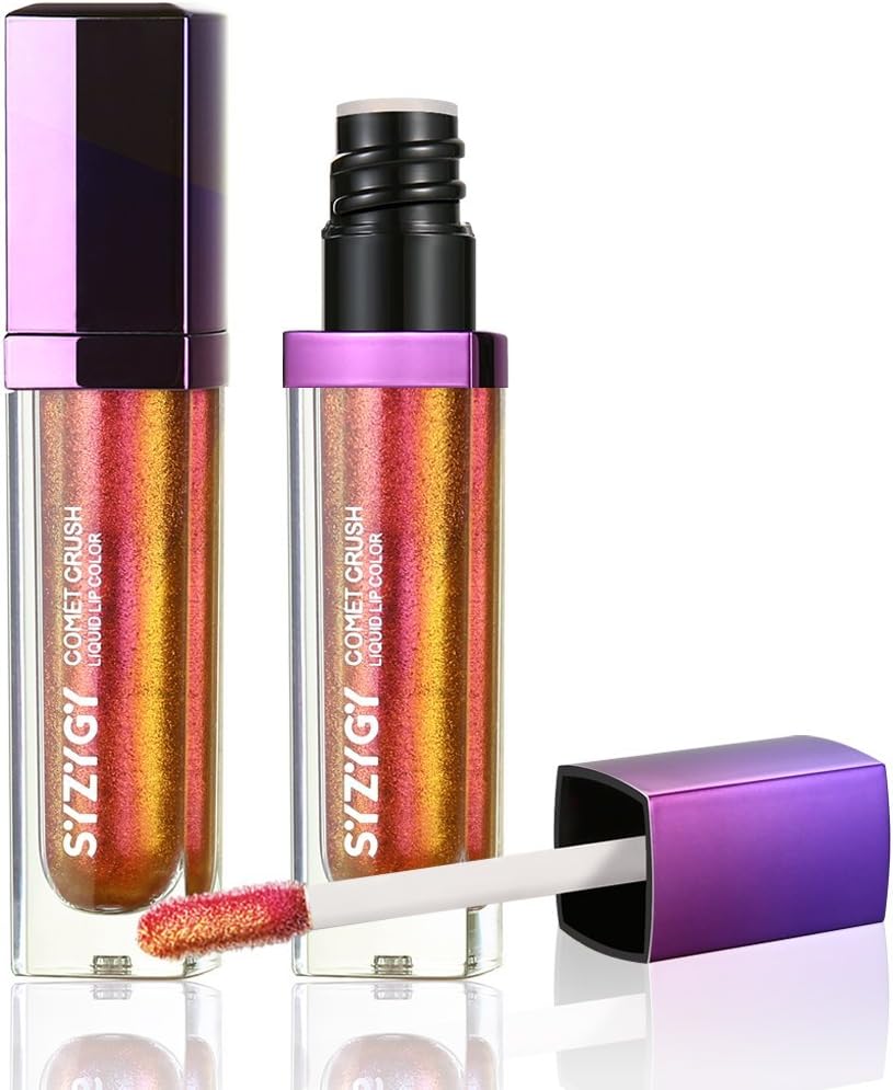 SYZYGY Liquid Lipstick, Duochrome Holographic Long Lasting Lip Color, Iridescent Metallic Glitter Lip makeup,Halo Clusters