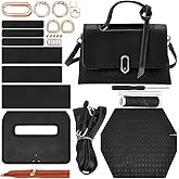 WADORN DIY PU Leather Sewing Handbag Making Kit, Plaid Pattern Clutch Bag Making Kit for Women DIY PU Leather Crossbody Bags for DIY Craft Bag Making Accessories, 10.23x3.34x7.08 Inch, Black