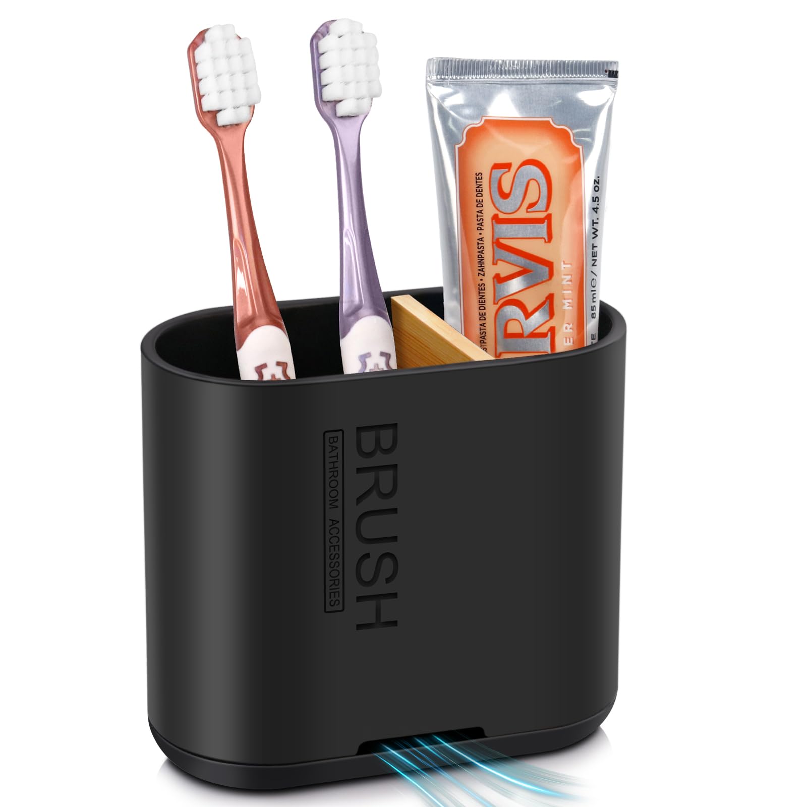 PARKMANI Electric Toothbrush Holders for Bathrooms, Toothbrush and Toothpaste Holder, Detachable Bathroom Toothbrush Caddy With Drainage for Family, Kids (Black, Medium)