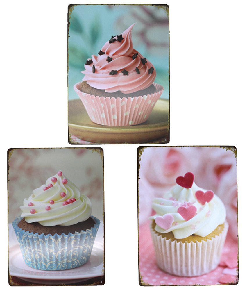 Buy Artclub Cupcake Pack Of 3 Cup Cake Metal Tin Sign Vintage