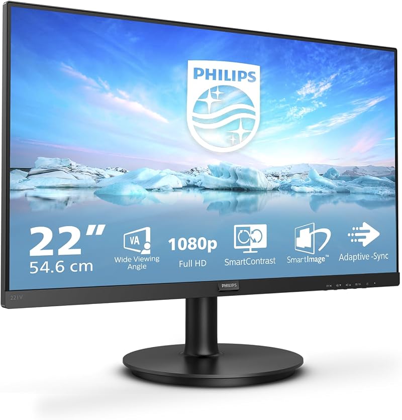 Philips 221V8 22 inch FHD Monitor 75Hz 4ms VA LowBlue Flickerfree HDMI VGA