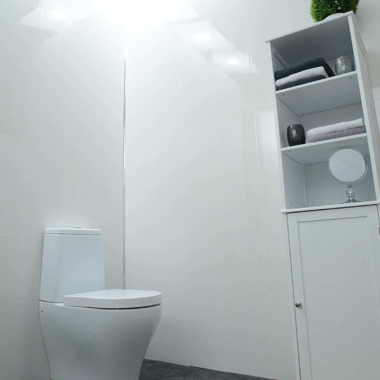 Glossy White Ceiling Bathroom Panels