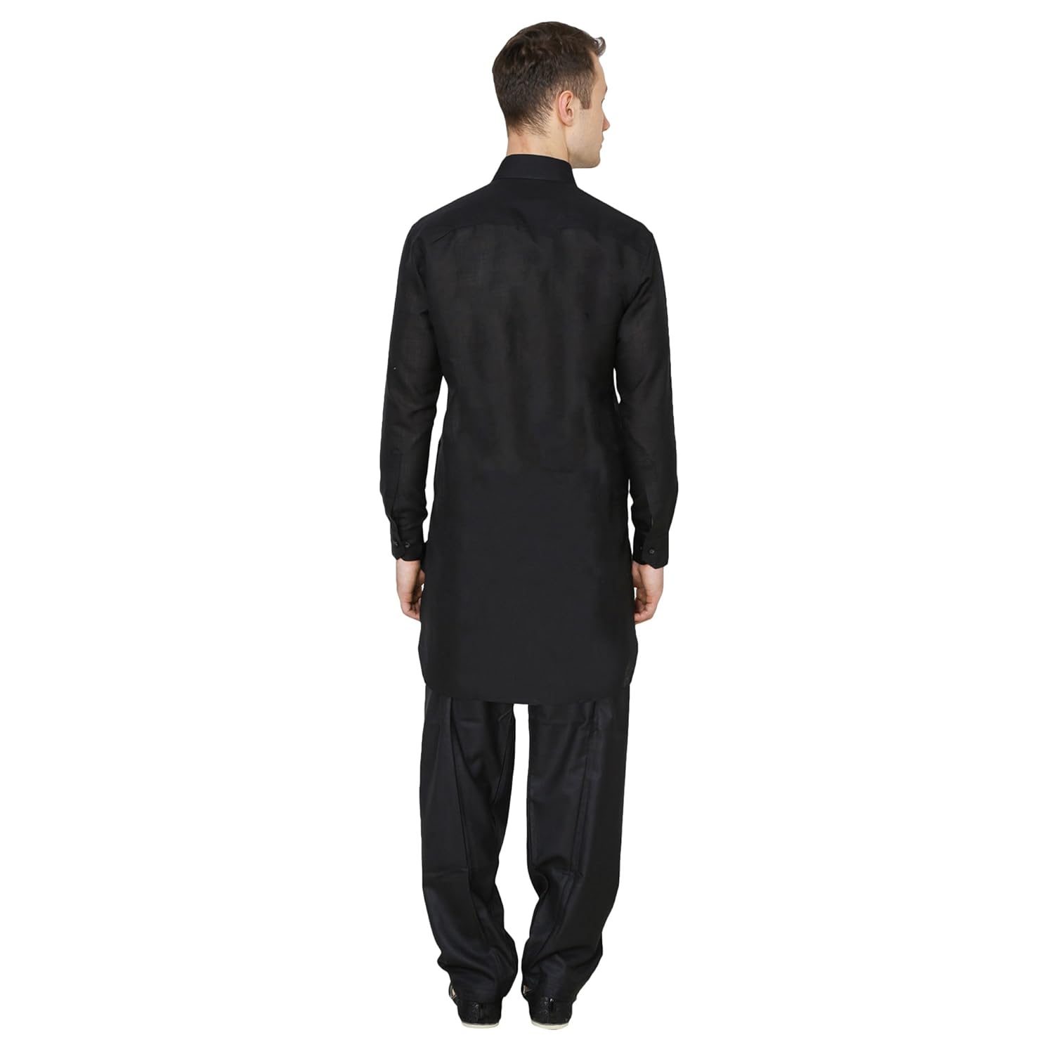 royal men's cotton linen classis collar pathani suit set