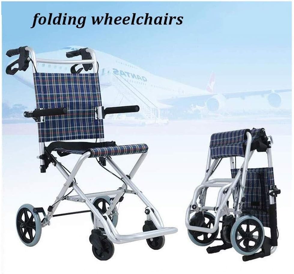 Super Lightweight Wheelchair, Aluminum Alloy Travel Mobility Wheelchair With Brake Armrest Scooter Medical Seniors Disabled Folding Car Trolley
