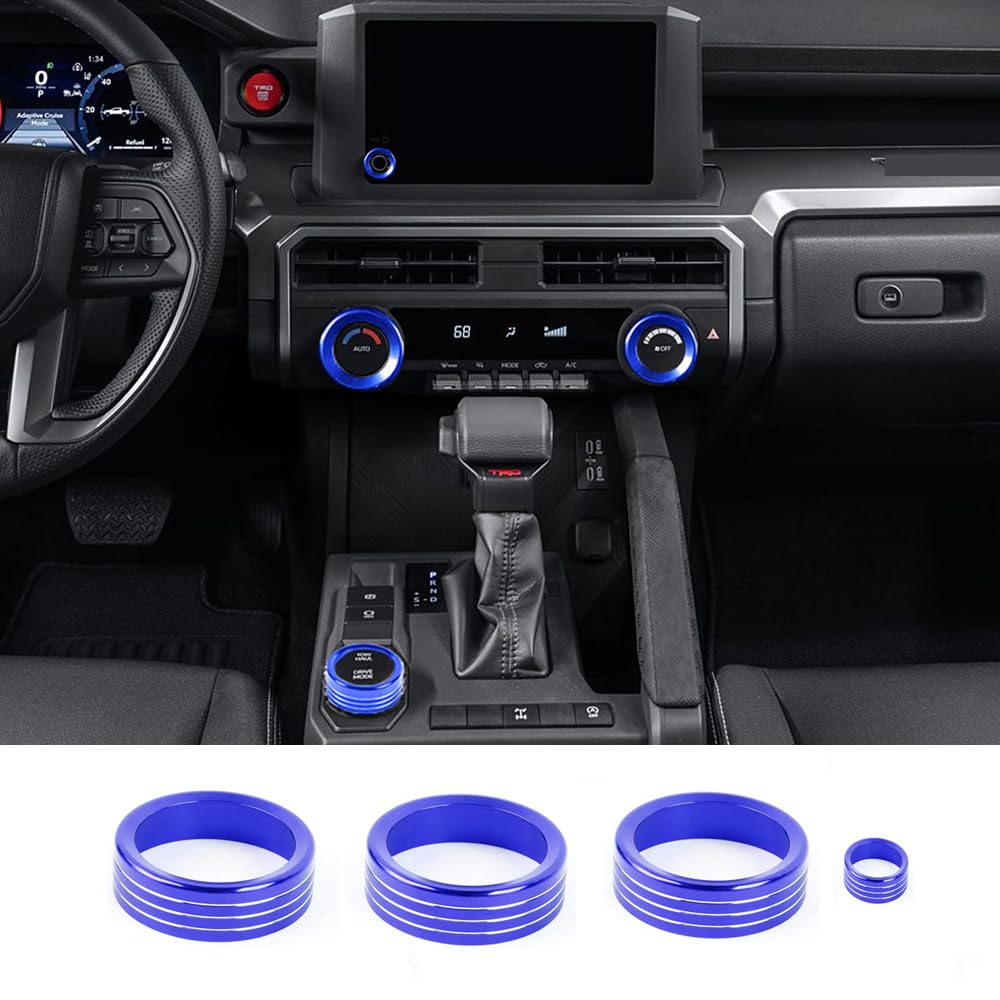 Photo 1 of ***PARTIAL SET, missing one  - PRICE ADJUSTED*** For Toyota Tacoma 2024 2025 2026 and For 4Runner 2025 Up w/8" Display Interior Accessories AC Center Consoles Switch Drive Volume Knob Cover Air Conditioner Aluminum Alloy (Blue, 8-Inch Display)