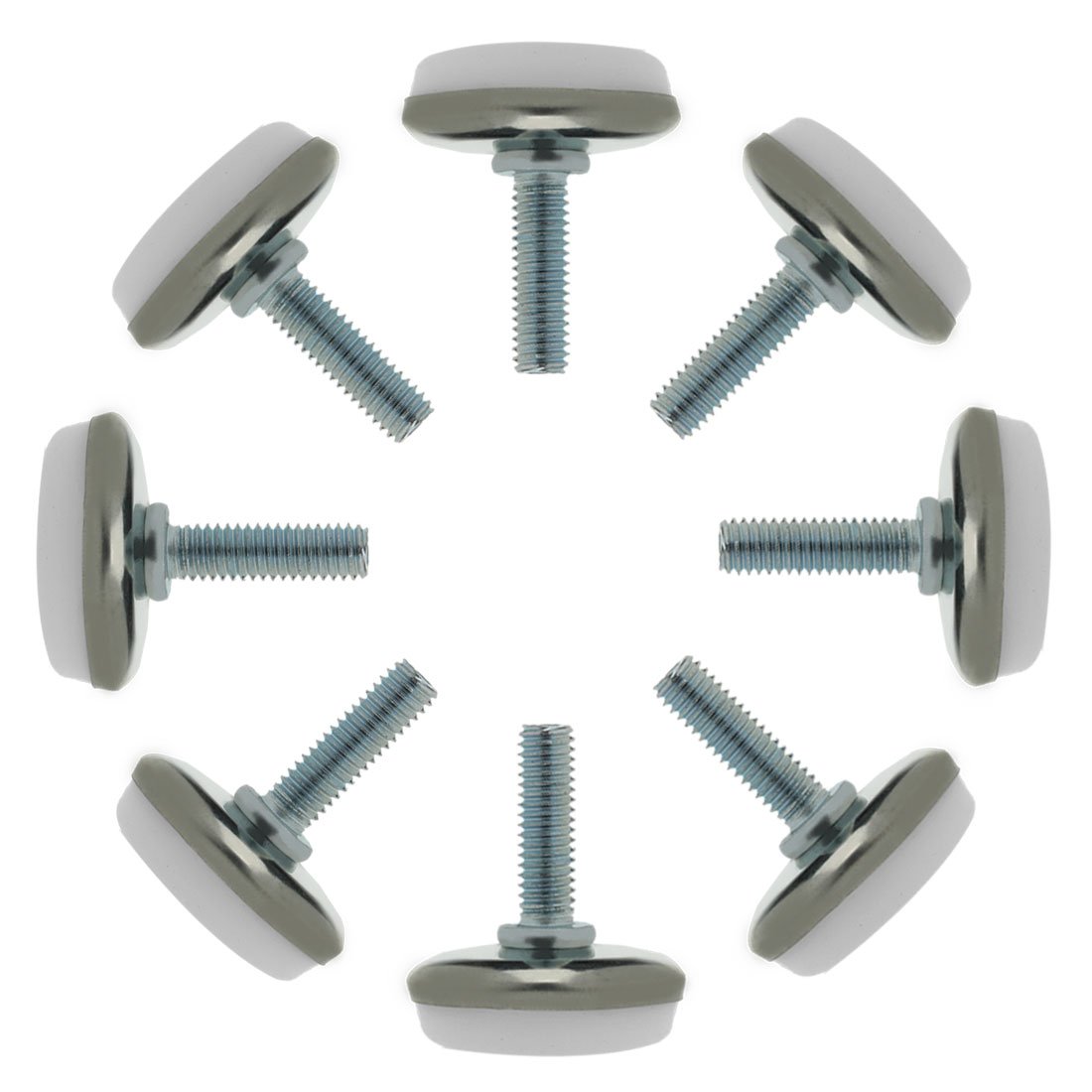 Sourcingmap M6 x 20 x 30 Screw on Furniture Glide Leveling Feet Protector Floor Adjustable Leveler for Table Chair Desk Leg 8 Pack