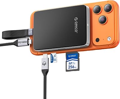 10Gbps Magnetico M.2 NVMe SSD Case con USB-C Dock Supporta Registrazione ProRes per iPhone 17/16/15 Pro/Max/Plus TF/SD Slot PD 100W per Formati 2230/2242/2260/2280 B+M M-Key Disless AP80F Nero