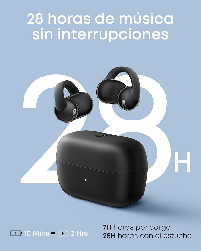 Anker C50i, auscultadores abertos, auscultadores com clip, design FlexiClip, drivers de 12mm com graves potentes, chamadas claras por IA, uso 28h, ajuste seguro, IP55, Bluetooth 6.0