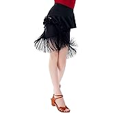 Avrigirl Asymmetric Fishtail Hip Latin Ballroom Skirts for Girls Dance, Salsa, Tango, Samba