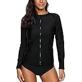 ATTRACO Women's Rashguard Swimsuit Zip Front Sun Protection Swim Shirt UPF 50+