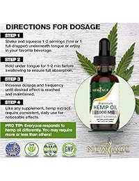 Extracto de aceite de cáñamo para aliviar el dolor y el estrés, 1000 mg de extracto de cáñamo orgánico, cultivado y fabricado en Estados Unidos, gotas de cáñamo 100% natural, ayuda con el sueño, la piel y el cabello