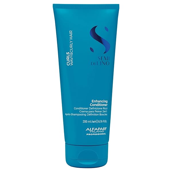 ALFAPARF MILANO SEMI DI LINO CURLS ENHANCING HAIR CONDITIONER – COLOR SAFE CONDITIONER TO HYDRATE, DETANGLE & NOURISH WAVY AND CURLY HAIR – VEGAN CONDITIONER FOR FRIZZ CONTROL (6.76 FL OZ / 200 ML)