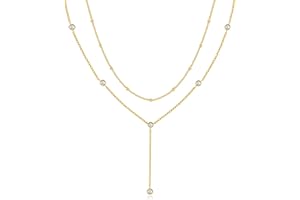 Fwlisesa Gold Necklace for Women, Dainty Gold Long Necklaces 14k Gold Plated Prom Lariat Necklace Cute Choker Necklaces for Women Trendy Stuff Fashion Costume Gold Accessories Christmas Jewelry Gifts