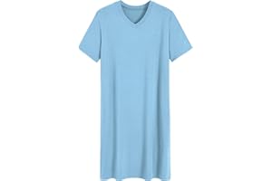 Latuza Men's Viscose Nightshirt Short Sleeves Sleep Shirt