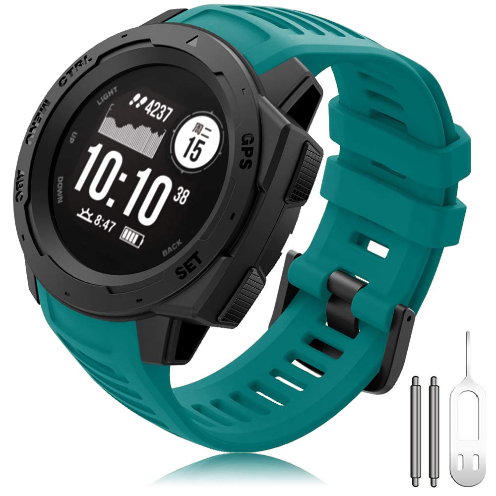 Compatible Garmin Instinct Strap, Silicone Band 22mm Bracelet Replacement Watch Strap for Garmin Instinct Sports GPS Smart Watch with Adapter Tools