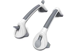 ASLUCO 2025 Grab Bars for Bathtubs and Showers with Indicator, 2 Pack Heavy Duty Shower Handles for Elderly, Exclusive 4mm Thickened Strong Sticky Suction Cup, Shower Handicap Grab Bar for Seniors Bathroom