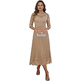 Tea Length Mother of The Bride Dresses Chiffon Evening Formal Dress for Wedding Groom Gowns Lace Appliques with Sleeves