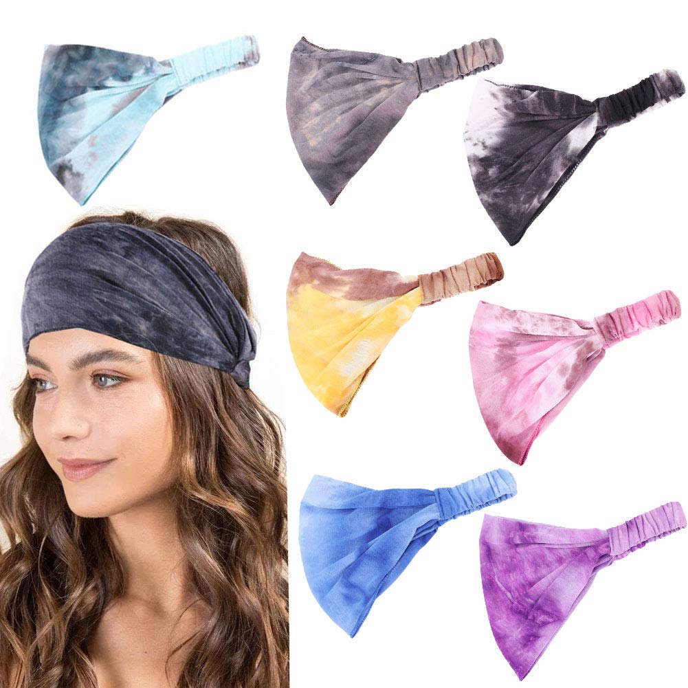 7Pcs Boho Headbands for Women Wide Elastic Headbands Turban Headwraps Bandana Head Wrap Hair Band Yoga Running Twisted Hairband Hair Accessories for Women Girls: Beauty
