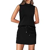 XIEERDUO Two Piece Skirt Sets for Women Summer Beach Vacation Outfits Mock Neck Tops Tennis Skirt Lounge Matching Sets