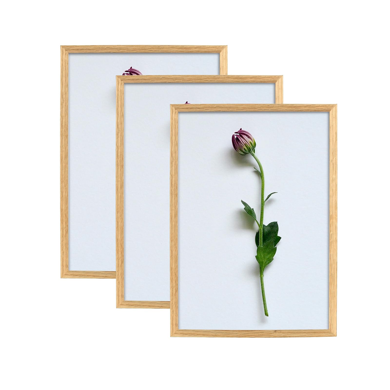 Atryinous Wooden Frame A5 15x21cm Hanging/Positioning for Posters/Collages Modern Photo-Oak Set of 3