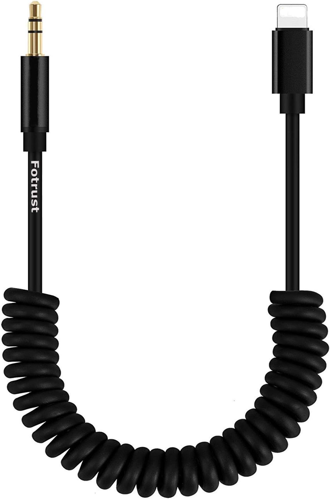 Spring Aux Cord, Fotrust 3.5 mm Headphone Jack Aux Audio Cable Adapter Compatible iPhone 12/11/X/8/8 Plus/7/7 Plus Connecting to Car Stereo Home Stereo/Headphones/Speakers (Support iOS 11)