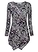BAISHENGGT Women's Crewneck Long Sleeve Handkerchief Hem Tunic Top Large Purple Floral