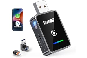 Visoud 2026 Wireless CarPlay & Android Auto Adapter, Plug & Play Dongle with Enhanced Chip, Low Latency for iPhone iOS 12+ & 