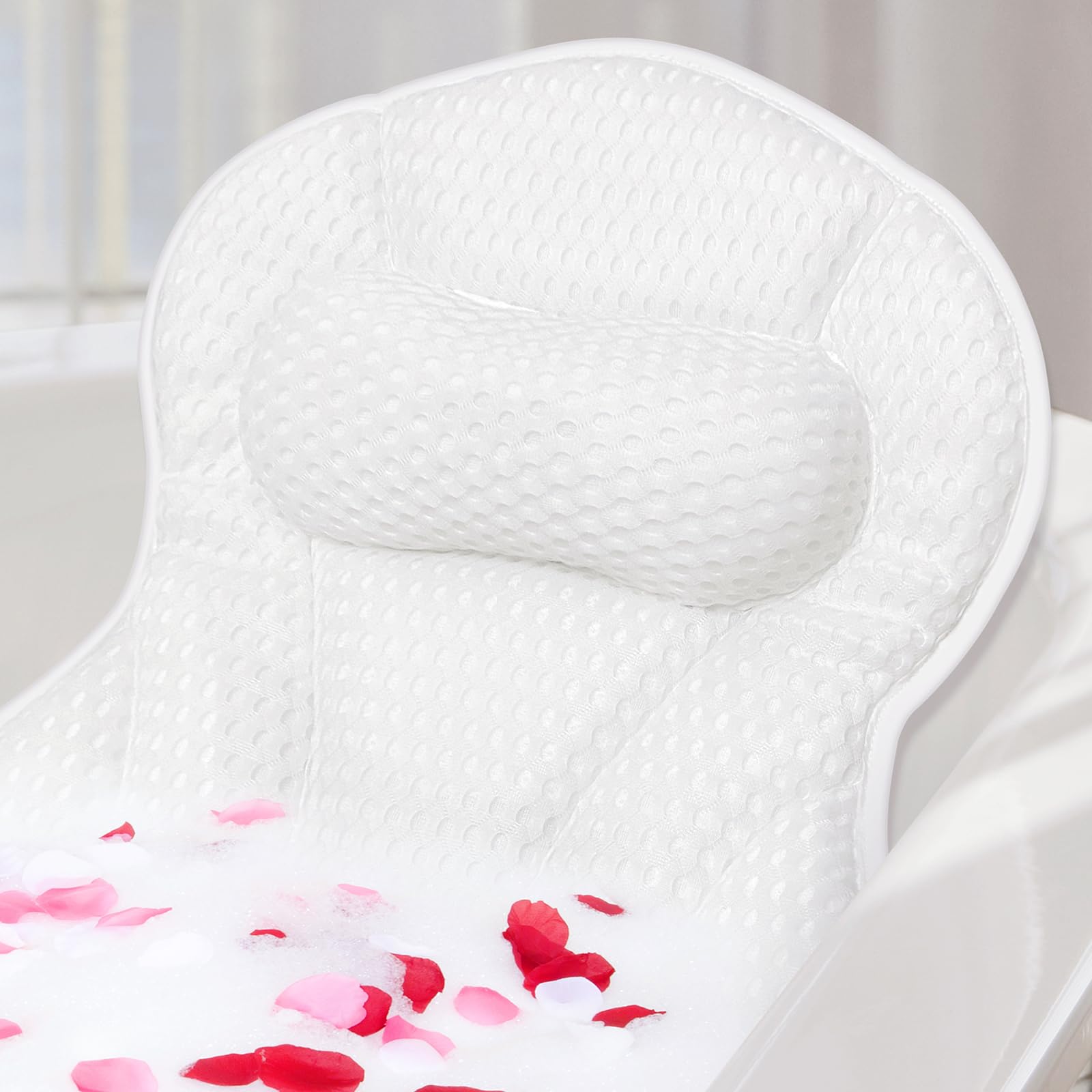 Photo 1 of SZXYX Bath Pillows for Tub,Luxury Bathtub Pillows for Head and Neck Support Bathtub Pillow with 6 Strong Suction Cups Relaxing Bath Accessories Spa Gifts