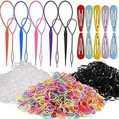 Bandas El&aacute;sticas para el Cabello, Kit de Trenza para el Cabello SWS con Bandas de Cabello Multi Color Girl de 4000pcs, Colas Topsy de 10pcs y Clips para el Cabello de 2 pulgadas para Ni&ntilde;as Mujeres