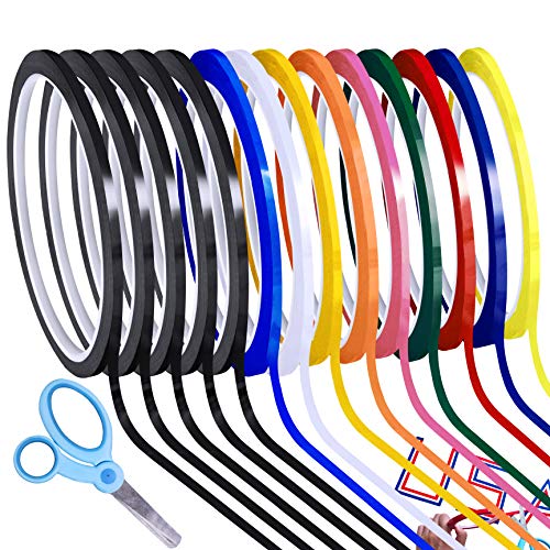 Supla 10 Colors 14 Rolls Whiteboard Tape Art Tapes Artist Tape Marking Grid Tapes Chart Graphic Tape Single-side Adhesive Mara Tape 1/8