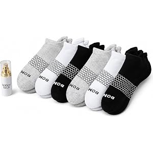 BOMBAS Women's Solids Black/White/Gray Ankle Large Socks, 6 Pairs Socks, Size 8-13