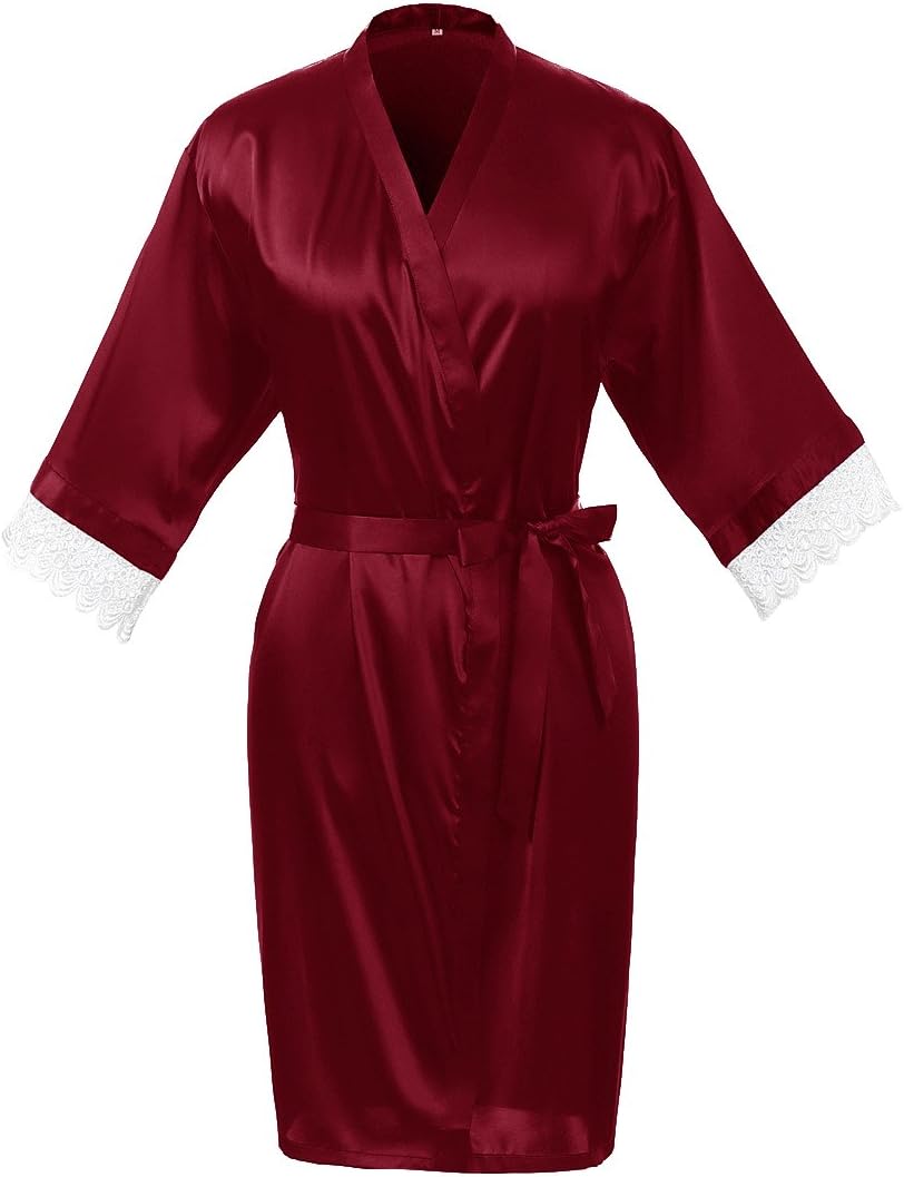 Find Dress Women's Silky Robe Lace Cuff Bridesmaid Robes