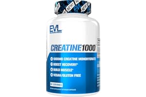Evlution Pure Creatine Monohydrate Capsules 1000mg Nutrition Pre and Post Workout Recovery Vegan Creatine Pills for Muscle Gains and Muscle Recovery Supplement - Creatine Muscle Builder for Men