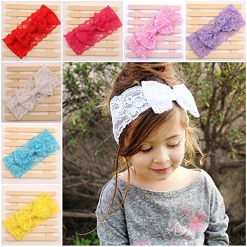 3x7Pcs Kids Girl Baby Toddler Lace Bowknot Headband Hair Band Headwear Accessories