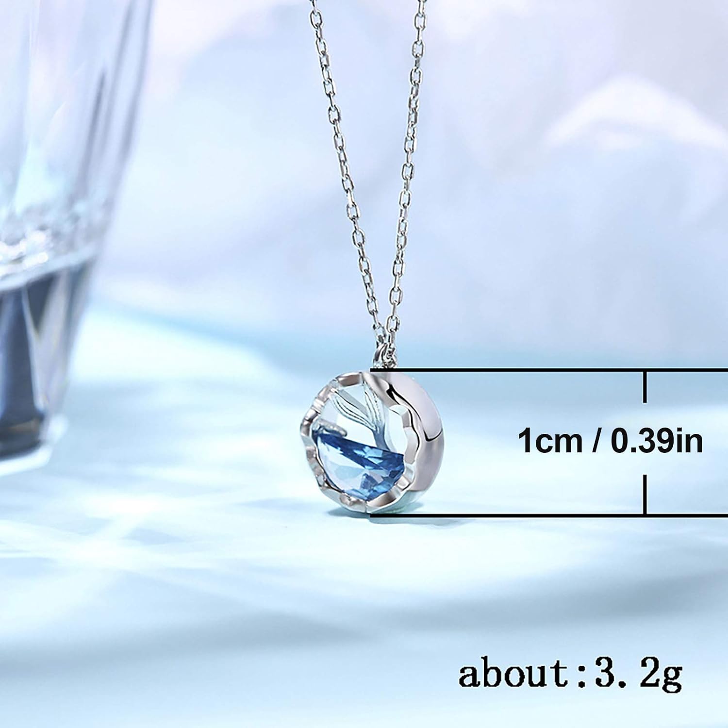 Mermaids Tears Necklace Crystal Teardrops Collarbone Chain Fishtail Pendant Jewelry Gift for Christmas and Valentines Day Baomabao Creative Ocean Blue Crystal Pendant for Women Girls
