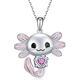 Axolotl Necklace 925 Sterling Silver Axolotl Pendant Cute Animal Jewelry Gift for Women