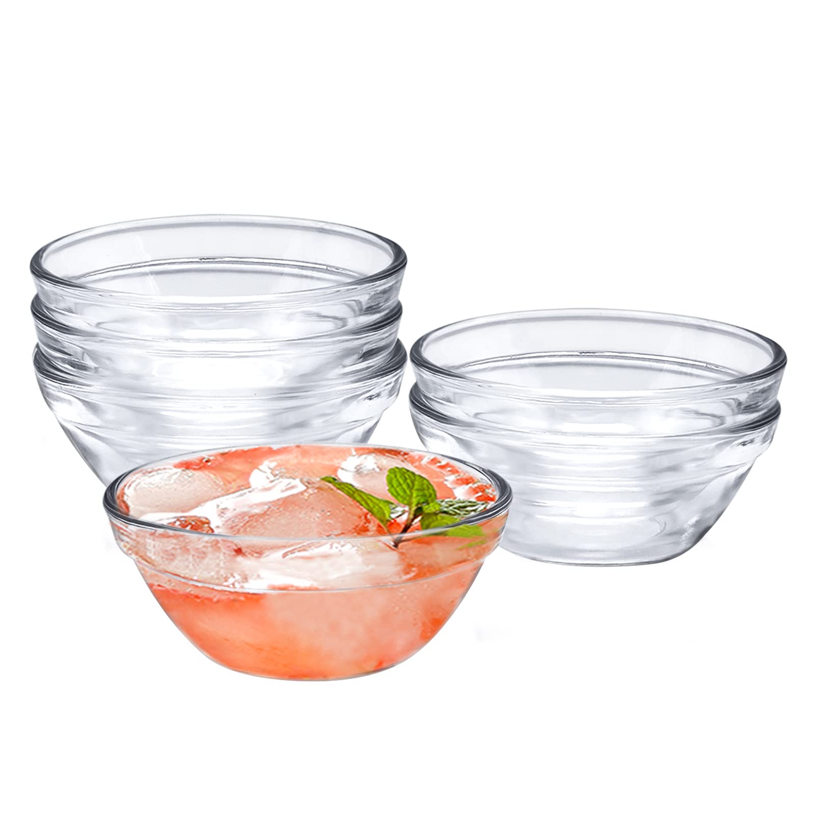 ICEBLUEOR Dipping Bowls - Set of 6 Small Glass Bowls for Dips Small Serving Bowls for Relish,Sauces,Jam,Chutney, Nuts,Dessert,Sundae Ice Cream,Serving Condiments