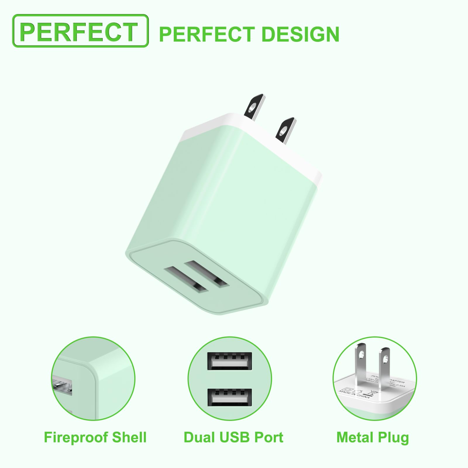 iGENJUN 5Pack iPhone Charger [MFi Certified], Dual Port USB Wall Charger Block Adapter with 6FT Lightning Cable Fast Charging Data Sync Cords for iPhone 14 13 12 11 Pro Max XR XS Plus-Multicolor