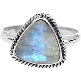 Rainbow moonstone Ring, 925 Sterling Silver Handmade Women's Ring