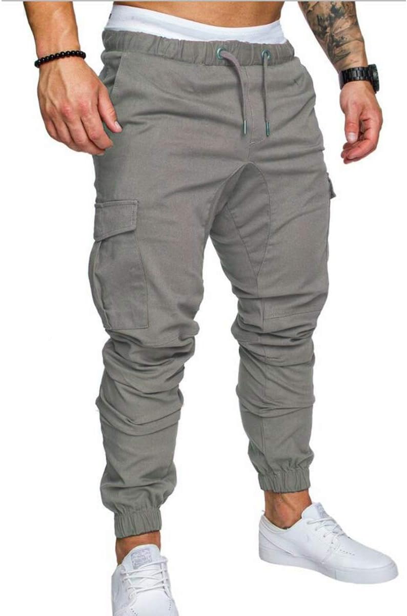 Yunhany Direct Men's Drawstring Pants,Men's Casual Pants Multi-Pocket Slim Fit Trousers Jogger Slim Fit Jeans Plain Straight Pant(Color : Gray, Size : XL)