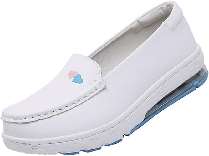 Amazon Lvcao ナースシューズ レディース スニーカー 人気 ダイエットシューズ 厚底 ナース シューズ 疲れにくい 女靴 軽量 作業 靴 スリッポン ルームシューズ 女性用 オシャレ メッシュ 船型底 白 Lvcao 安全 作業靴 ナースシューズ