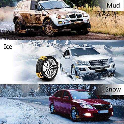 MONODEAL Snow Tire Trains, Durable Anti-Slip Snow Trains for Car, SUV, Van, Pickup Trucks, Universal Anti Skid Tire Chains for Emergencies and Occasional Use - Thumbnail 6