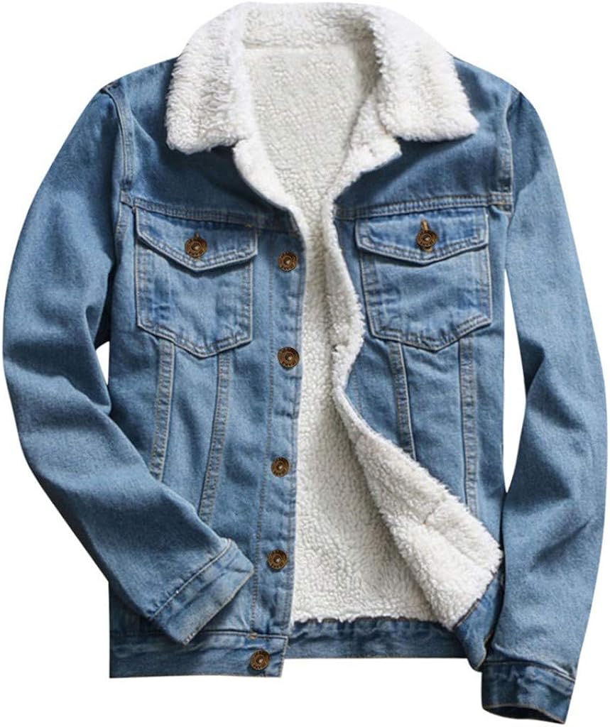 Sherpa lined black denim jacket Clearance