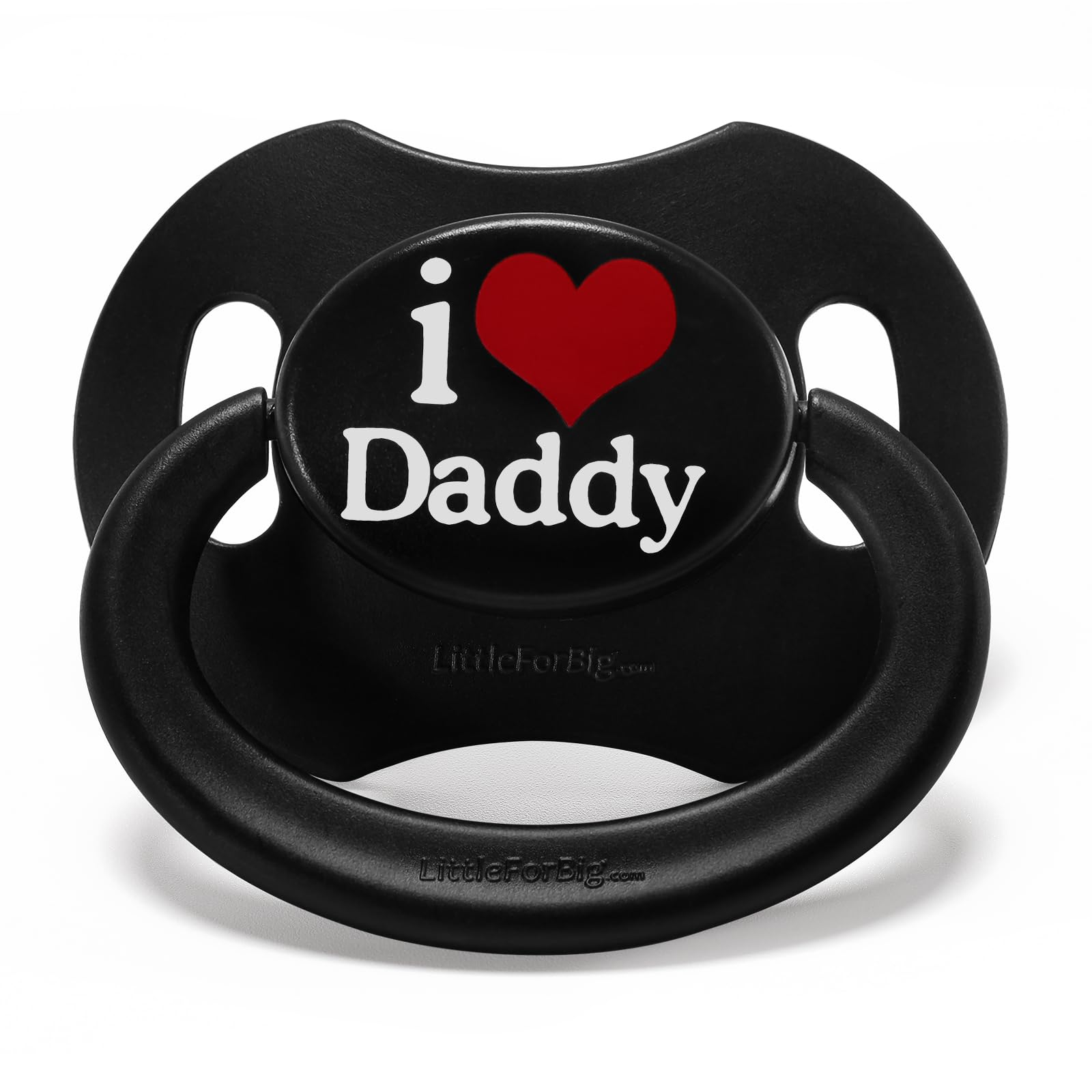 LittleForBig Bigshield Gen-II Adult Sized Printed Pacifier I Love Daddy Pattern Black