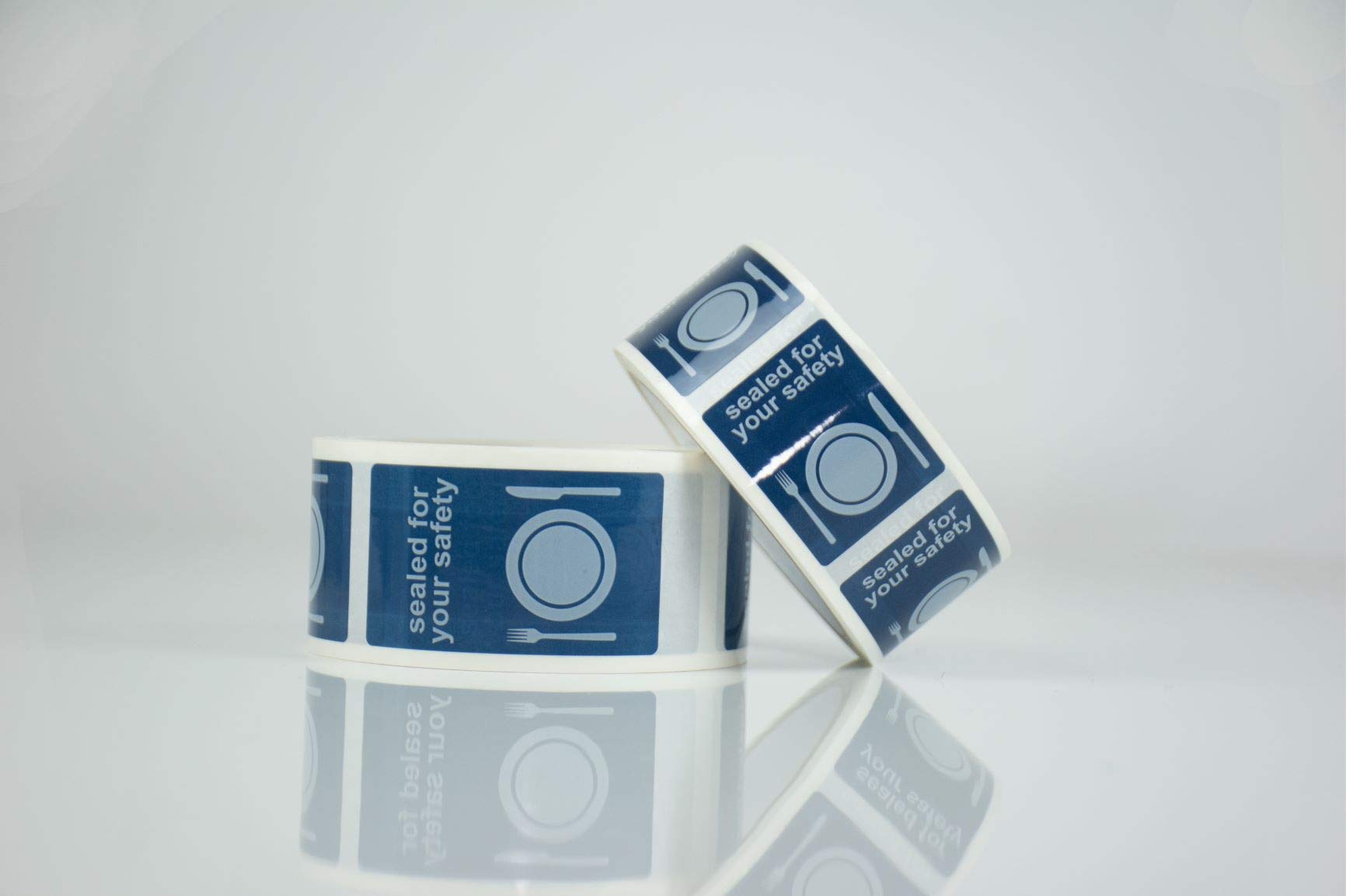 Take Eat Away Food Delivery Seals, Tamper Evident Labels x 500, 3.5cm x 4.5cm, Blue & Grey