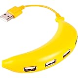 Momoday&reg; Funny and Creative FruitVege Design Portable USB 2.0 HUB 4 Port High Speed Splitter Adapter Cable for PC Computer Laptop notebook (Yellow banana)